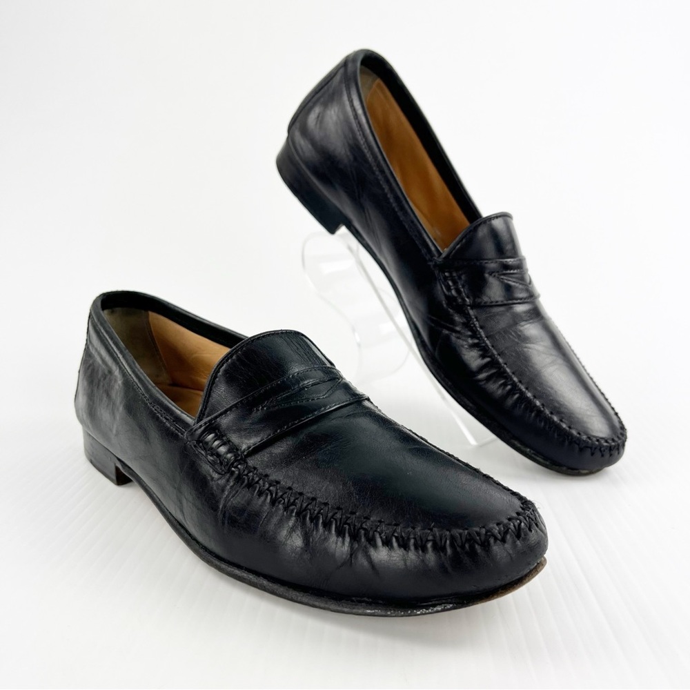 Salvatore Ferragamo Black Leather Penny Loafers